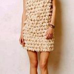 Anthropologie  Champagne & Strawberry cream Petal Pop appliqué mini shift dress Photo 0