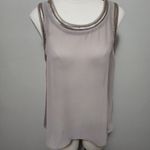 BKE Boutique taupe mixed media chiffon sequin tank size medium Photo 2