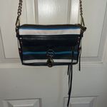 Rebecca Minkoff  Striped Crossbody Bag Black White Blue Red Chain Strap Photo 1