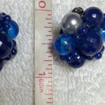 Vintage Shades of Blue Cluster of Beads Clip Earrings Photo 1