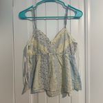 Floral Patchwork Spaghetti Strap Top Blue Size M Photo 3