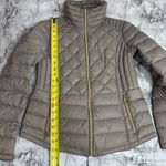 Michael Kors MICHAEL  Packable Puffer Jacket zip up taupe grey gold size small Photo 5