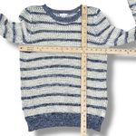 Xhilaration ‎ Striped Open Weave Mesh Sweater Blue Cream Medium Photo 10