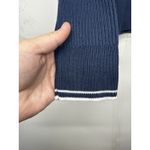 American Eagle  Women’s Medium Navy Ribbed Knit Collared V Neck Long Sleeve Photo 3