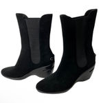 Cole Haan  Nike Air Mid‎ Calf Boots Shoes Black Suede Wedge Stretch Size 9.5B Photo 0