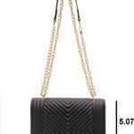 Zenana Outfitters New!Black VEGAN LEATHER CHEVRON GRID CROSSBODY SHOULDER FLAP BAG Photo 2