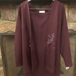 Blazer & Skirt Suit Elegant Burgundy Embroidered Blazer Pride & Joy 14 W Red Size 14W Photo 1