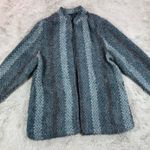 Vintage Jon Woods New York Blue Textured Knit Sweater Jacket Open Front L/XL Size L Photo 0