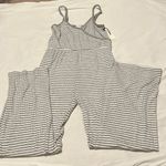 Forever 21 NWT szS Adjustable straps faux wrap high waisted grey white jumpsuit Photo 1