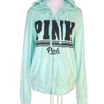 PINK - Victoria's Secret Victoria's Secret PINK Zip Up Hoodie Sweatshirt Light Blue Women's Size L Photo 0