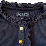J.Crew EUC Ruffle Collar Ribbed Long Sleeve Top Black Size Small Photo 3
