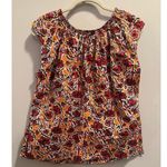 Marni Women's S Orange Multi Floral Blouse Short Sleeve Top Photo 6