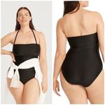 J.Crew  Ruched Bandeau‎ One-Piece In Black BC115 Size 24 Plus Photo 1