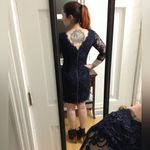 Simply Liliana Lace Quarter Sleeve Full Zip Low Back Mini Dress Blue Size 4 Photo 3