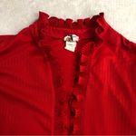 Vintage Red ruffled women’s blouse size 44 secretary top button down Photo 4