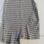 May pink Bodycon Dress – Gray Blue with Black Stripes, Size Small – Strappy Back & Front Slit Photo 3