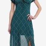 Hot Topic Green Plaid Empire Ruffle Midi Dress Photo 0