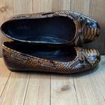 Vaneli Women’s Slip On Leather Flats Snake Skin Print Brown Bow‎ Gold size 7 Photo 5