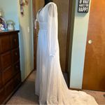 NWOT white chiffon long sleeve v Photo 2