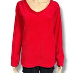 Faded Glory  Womens Plush Fleece Sweatshirt Pullover Long Sleeve Red Medium 8 10 Photo 0