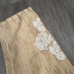 Anthropologie  Striped Embroidered Yellow Linen Pants Beach Summer Hippie Photo 4