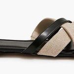 J.Crew  Factory Mixed crisscross slide sandals in Black Natural Mixed Photo 3