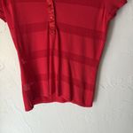 Carducci Shirt Y2k Small Red Collared Button Stretch Short‎ Sleeve Going Out Top Photo 3