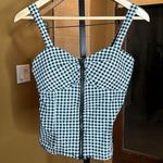 Liberty Love Black & White Plaid Front Zip Cropped Tank Top Size Medium Photo 0