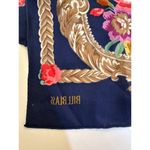 Bill Blass Vintage 70s Boho Navy Gold Frame Design Chic Floral Print Scarf Photo 1