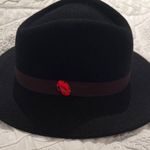 Elegant women Black Hat with Red Accent and brown ribbon casual elegant fedora Photo 0