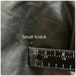 Gracia  Black Faux Vegan Leather Tie Wrap Ruffle Detail Midi Skirt Large Chic Photo 7