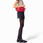 Maje Anthro black wool blend mini skirt with tulle mesh hemline size 38 medium Photo 1