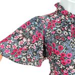 Julia Jordan Floral Ruffle Neck Flutter Sleeve Midi Dress Black Multi Size 2 Photo 3