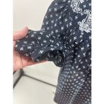 JCREW Point Sur embroidered block print peasant top Navy Women’s Size XS Photo 7