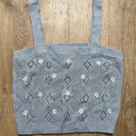 Pink Rose | Baby Blue Daisy Floral Crochet Knit Crop Top Tank Sweater, Size XS Photo 0