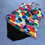 Yonique Womens Plus Size 18W Colorful Tankini Swimsuit Set With Black High Photo 0