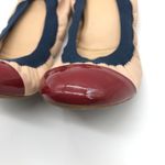 J.Crew Womens Ballet Flats Leather Slip On Colorblocked Beige Burgundy Navy 8 Photo 2