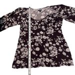 American Eagle  women’s dark plum‎ babydoll style 90s quarter sleeve shirt medium Photo 2