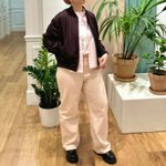 Uniqlo Cotton Wide Straight Leg Jeans Pink NWT Size 34 Photo 3