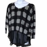 Zero Degrees Celsius Plaid Bateau Sweater 2X NWT Georgette Hem Plus Black Photo 4