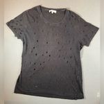 IRO  Laser Cut Distress Linen Tee Shirt Gray‎ black Size small Photo 0