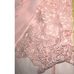 Womens Romper Shorts Size M Maxi Sheer Cape Pink Crochet Sleeveless Junior NWT Photo 5