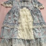 Lolita Blue and White Rococo Marie Antoinette Lace Midi Dress Size M Photo 0