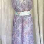 NWOT J. Peterman Whimsical Pastel Silk Sheer Overlay Lavender Paisley Dress 8 Purple Photo 0