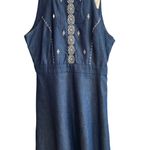 Moon River Once in Awhile Blue Chambray Skater Dress Photo 2
