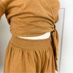 Free People  Fauna Jersey Knit Wrap Romper Short Sleeve Mustard Size XS NWT Photo 3