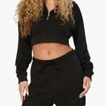 We Wore What NWT Cropped Half Zip Fleece Cotton Hoodie Long Sleeve S Black #3404 Photo 0