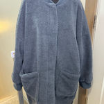 Eddie Bauer  Ladies Oversized Sherpa Teddy Navy Blue Long Jacket Pockets Plus XXL Photo 0