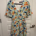 Ralph Lauren White Floral Flutter Sleeves A-Line Dress Photo 2