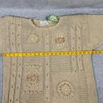 Vintage Colleen's Collectables Women's Large Cable Knit Sweater Floral Beaded Tan Photo 8